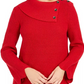 Style & Co Women's Envelope Neck Scalloped Edge Sweater Red Size Petite XL