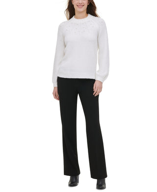 Calvin Klein Women's Embellished Sweater White Size X-Small