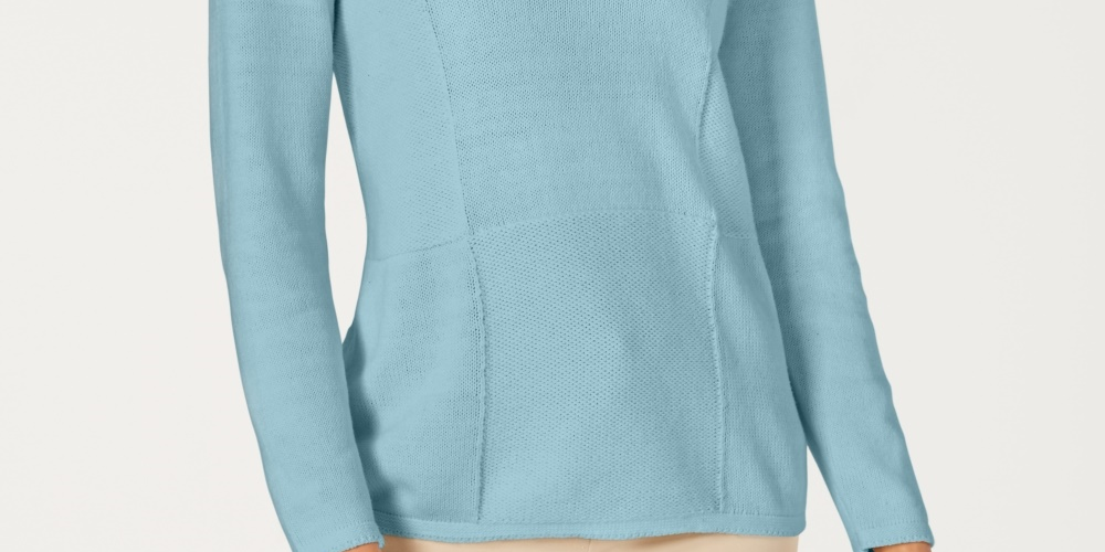 Karen Scott Women's Patchwork Stitch Pullover Sweater Blue Size X-Small