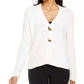 JM Collection Women's Two Button Cardigan Sweater White Size X-Small