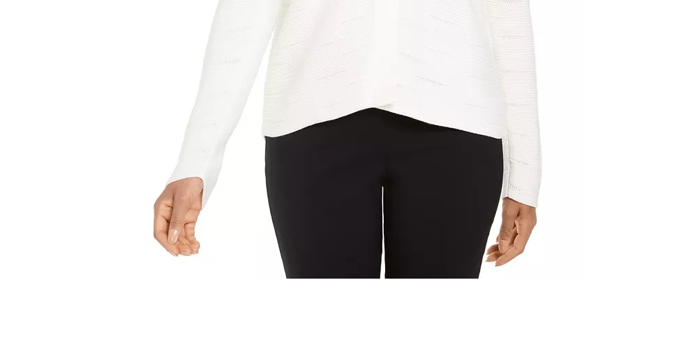 JM Collection Women's Two Button Cardigan Sweater White Size X-Small