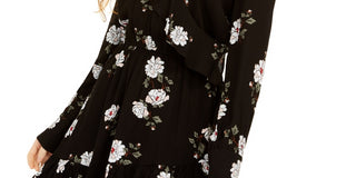 American Rag Junior's Floral Faux Wrap Dress Black