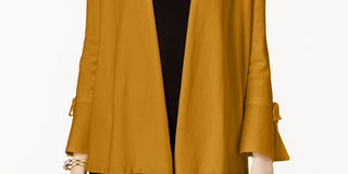Alfani Women's Tie Sleeve Cardigan Gold Size Petite XL