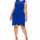 Jessica Howard Women's Plus Side Ruched Dress Blue Size 24W