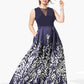 Morgan & Co Women's Trendy Plus Printed A Line Gown Blue Size 16W