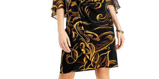 Connected Women's Ruffled Sleeve Sheath Dress Yellow Size 12 Petite