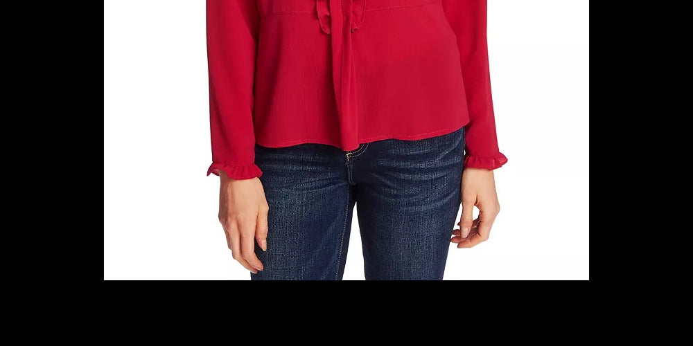 CeCe Women's Crepe Ruffle Blouse Pink Size Small