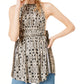 Free People Women's Printed Sleeveless Halter Mini Sheath Top White Size X-Small