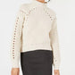 Embossed Women's Sweater Pullover Mock Neck White Size Medium