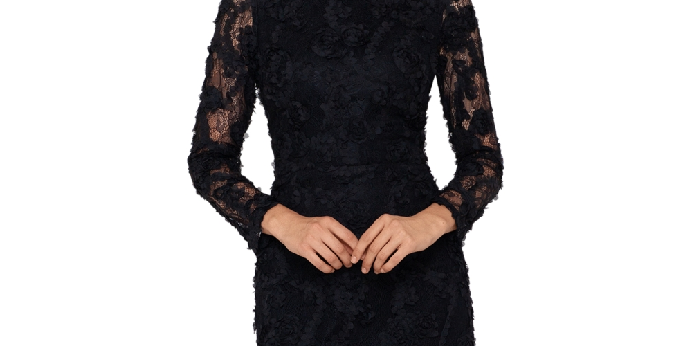 Xscape Women's Lace Soutache Dress Black Size 4