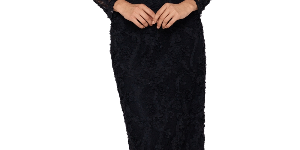 Xscape Women's Lace Soutache Dress Black Size 4