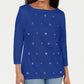 Karen Scott Women's Cotton Grommet Top Blue Size X-Small