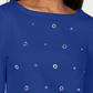 Karen Scott Women's Cotton Grommet Top Blue Size X-Small