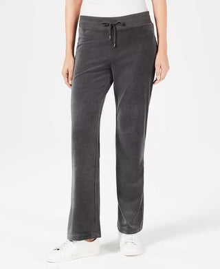 Charter Club Women's Velour Pull On Pants Grey Size Small