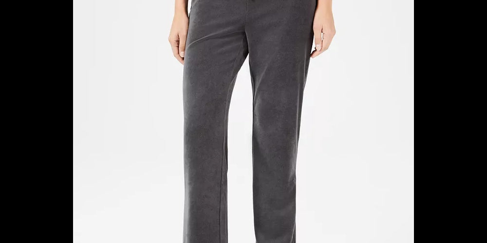 Charter Club Women's Velour Pull On Pants Grey Size Small