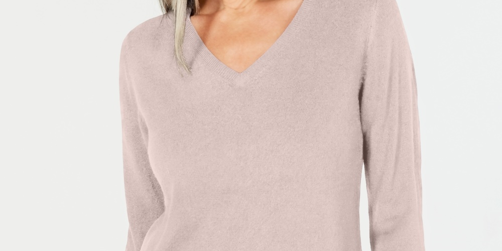 Karen Scott Women's V Neck Sweater Pink Size Small