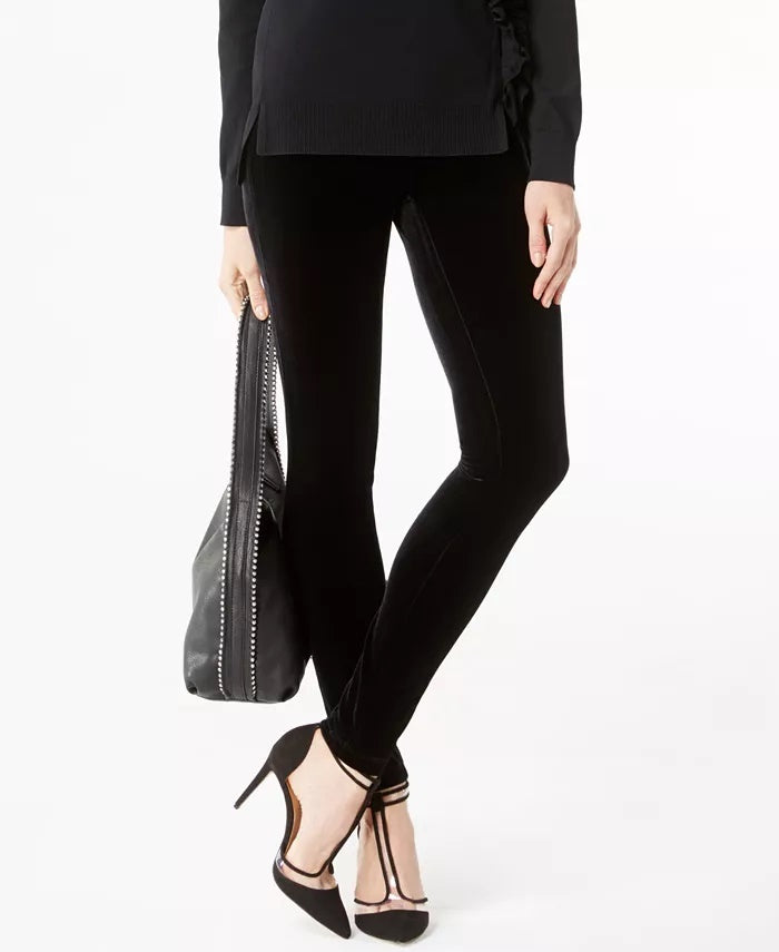 INC International Concepts Women's Velvet Casual Leggings Black Size 4