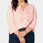 Tommy Hilfiger Women's Plus Cotton Lace Up Top Pink Size 2X