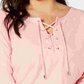 Tommy Hilfiger Women's Plus Cotton Lace Up Top Pink Size 2X