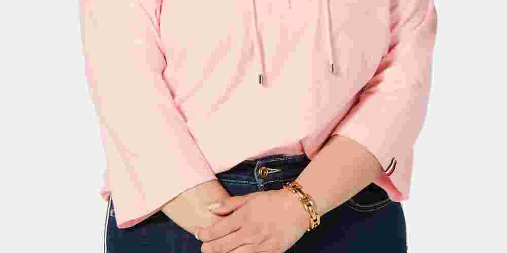 Tommy Hilfiger Women's Plus Cotton Lace Up Top Pink Size 2X