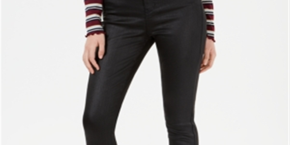 Celebrity Pink Women's Coated Skinny Jeans Black Size 5