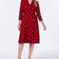 Charter Club Women's Plaid V Neck Dress Red Size X-Small