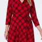 Charter Club Women's Plaid V Neck Dress Red Size X-Small