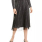 Alfani Women's Shutter Pleat Mesh Overlay Midi Skirt Gray Size Large