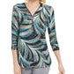 JM Collection Women's Zip Neck Textured Tunic Black Size XS