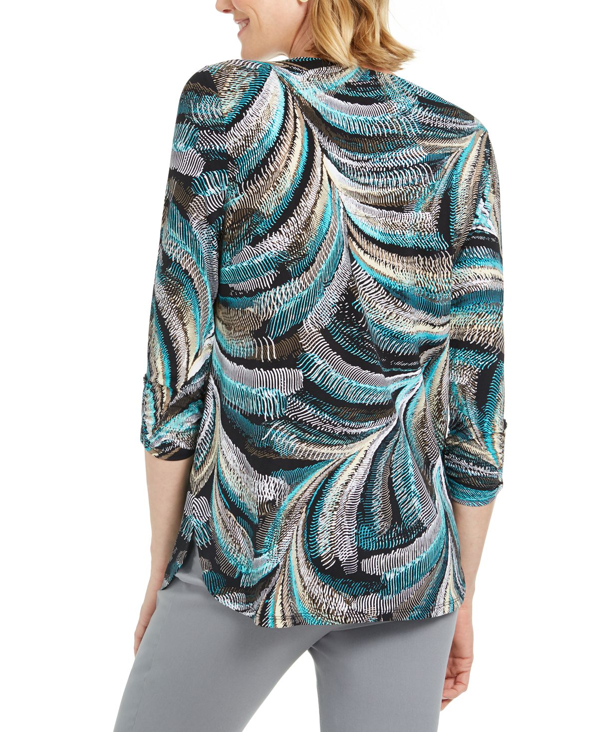 JM Collection Women's Zip Neck Textured Tunic Black Size XS