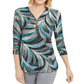 JM Collection Women's Zip Neck Textured Tunic Black Size XS