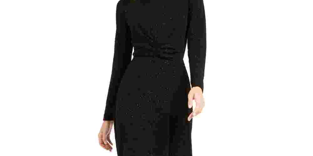 Alfani Women's Twist Front Fit & Flare Dress Black Size SM