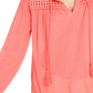 Charter Club Women's Tassel Tie Eyelet Linen Top -Coral Size Medium