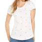 Style & Co Women's Printed Scoop Neck T-Shirt White Size Small
