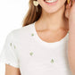 Style & Co Women's Printed Scoop Neck T-Shirt White Size Small
