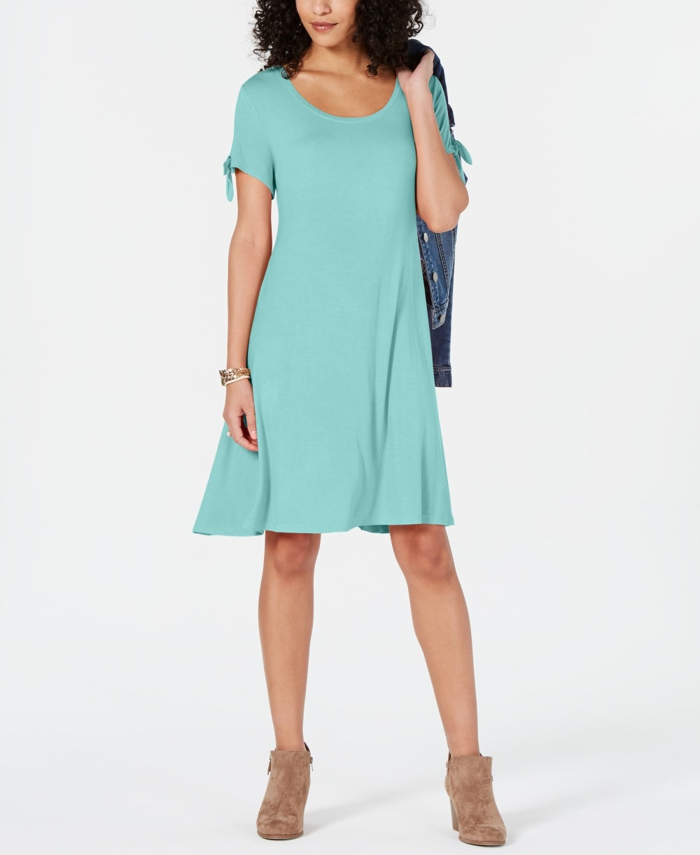 Style & Co Women's Tie Sleeve Swing Dress  Blue Size PP