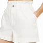 Danielle Bernstein Women's Cuffed Paperbag Shorts White Size Large
