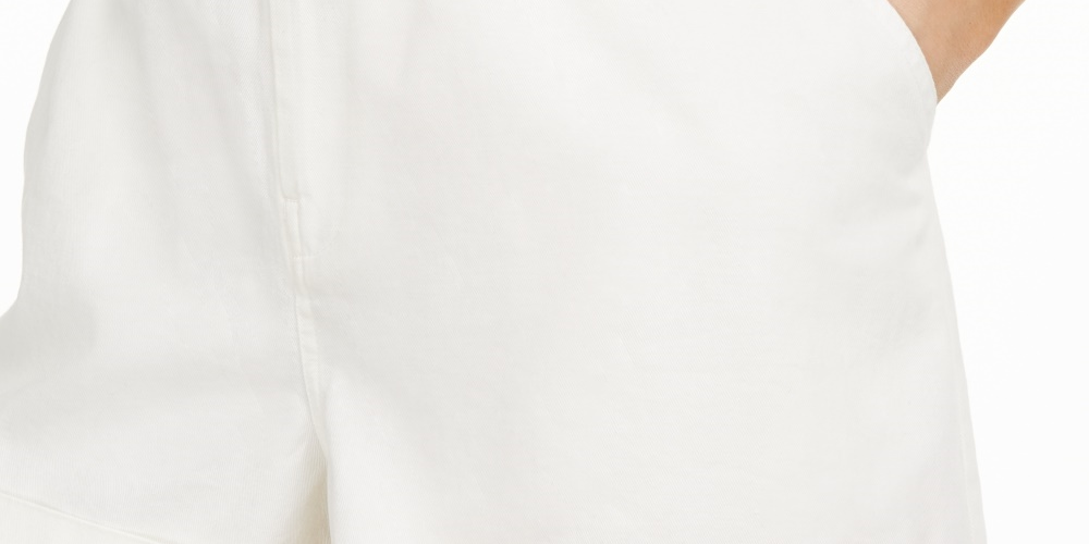 Danielle Bernstein Women's Cuffed Paperbag Shorts White Size Large