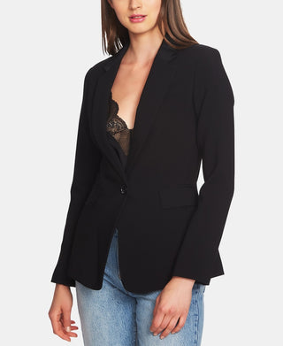 1.STATE Women's One Button Stretch Crepe Blazer Black