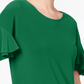 INC International Concepts Women's Ruffled Sleeve Top Green Size Petite S