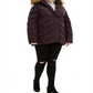 Madden Girl Junior's Plus Faux Fur Trim Hooded Puffer Coat Purple Size 3X