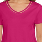 Karen Scott Women's Cotton Open Trim V Neck T-Shirt Pink Size X-Small