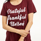 Love Tribe Junior's Grateful Thankful Blessed T-Shirt Red Size S
