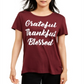 Love Tribe Junior's Grateful Thankful Blessed T-Shirt Red Size S