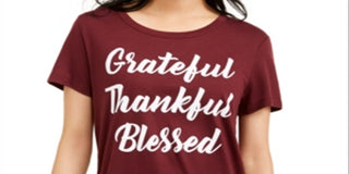 Love Tribe Junior's Grateful Thankful Blessed T-Shirt Red Size S