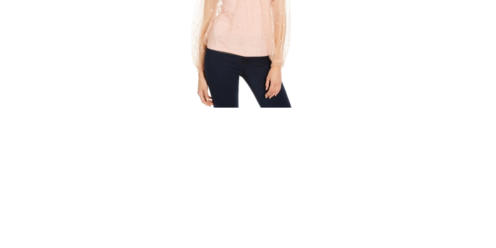 INC International Concepts Women's Embellished Tulle Mock Neck Top Size XX-Large