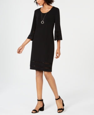 JM Collection Women's Mesh Inset Necklace Dress Black Size X-Small