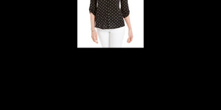 Charter Club Women's Mesh Dot Print Button-Down Top Black Size X-Small