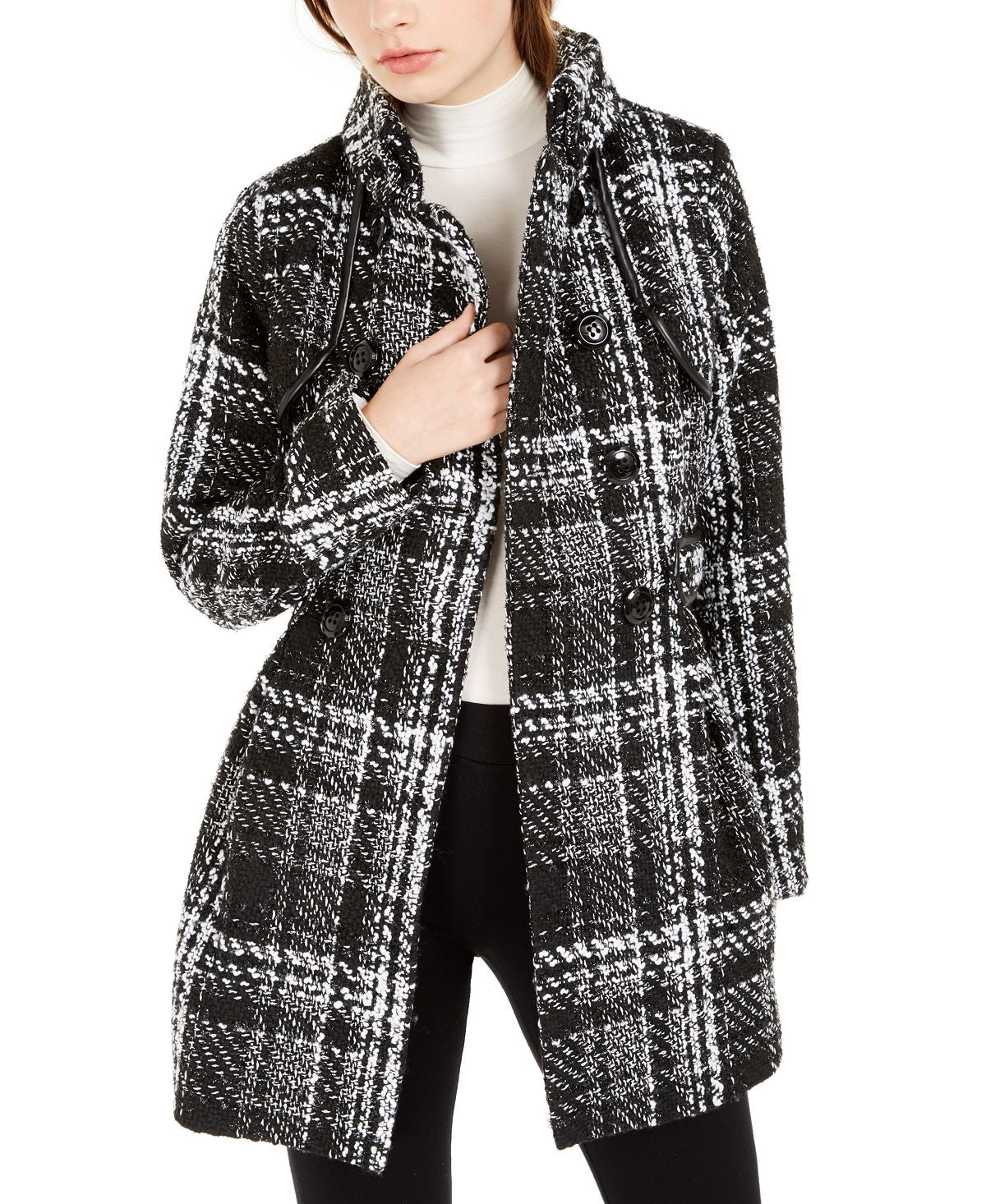 BCX Junior's Double Breasted Coat Black Size L