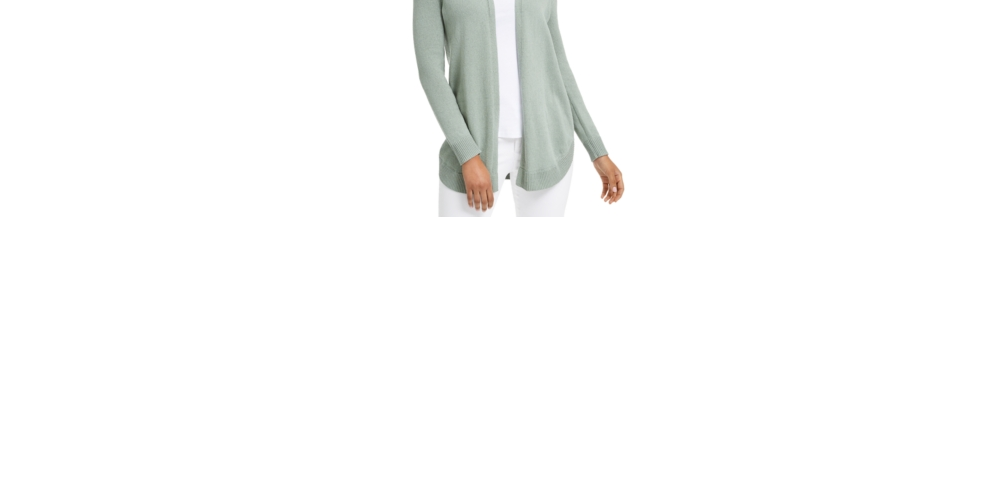 Charter Club Women's Open Front Curved Hem Completer Sweater Green Size Medium
